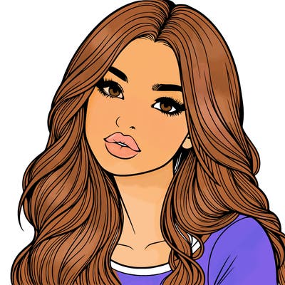 realistic girl with hair on her hair and lips