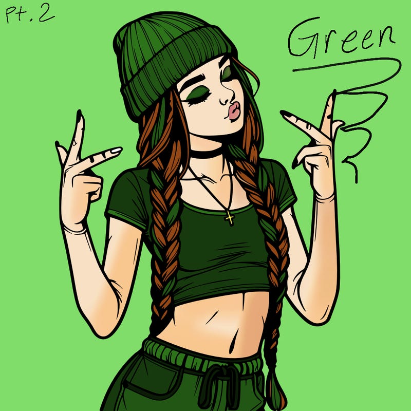 realistic teenage girl with braids and a beanie and crop top doing 🫶🏼