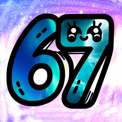 the numbers 67