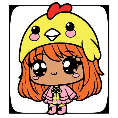 cute girl with chicken hat