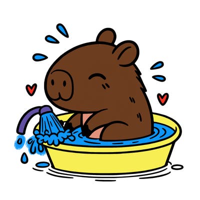 capybara taking a bath
