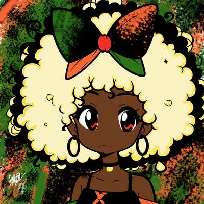 anime black girl with afro