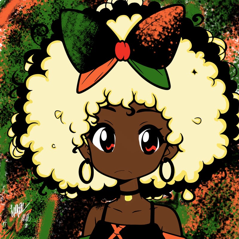 anime black girl with afro