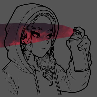 a realistic girl, spray painting