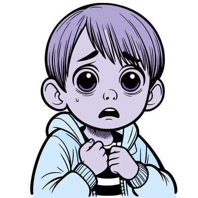 scared realistic boy with little hair