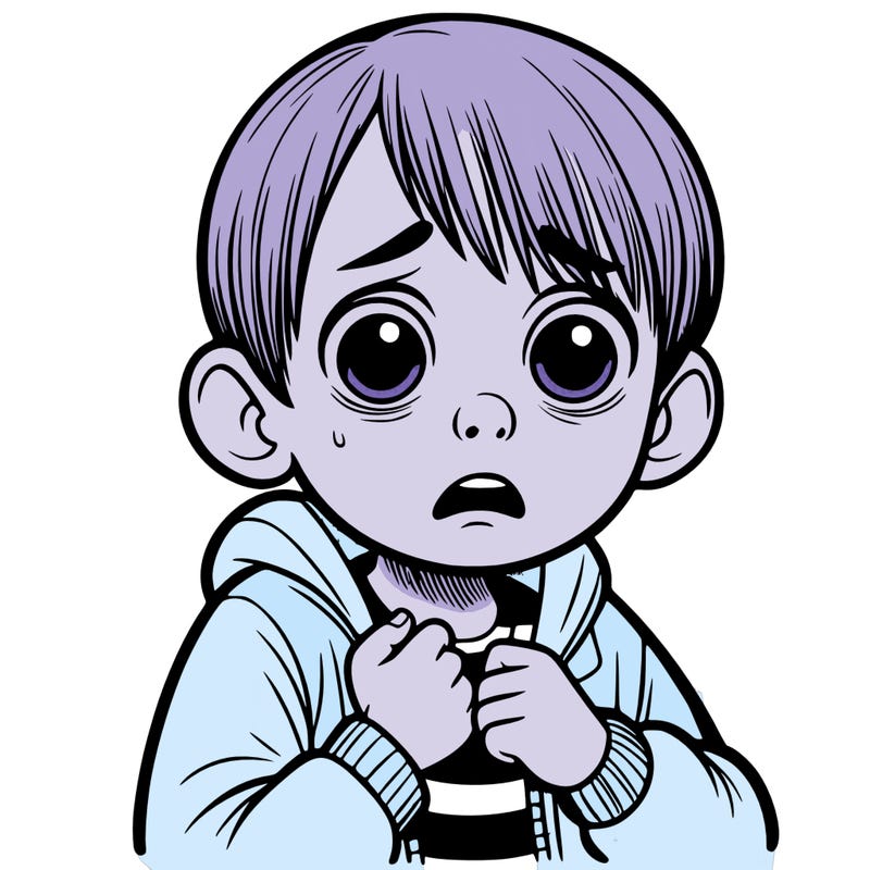 scared realistic boy with little hair