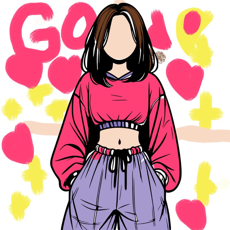 realistic girl faceless with baggy pants and a crop top