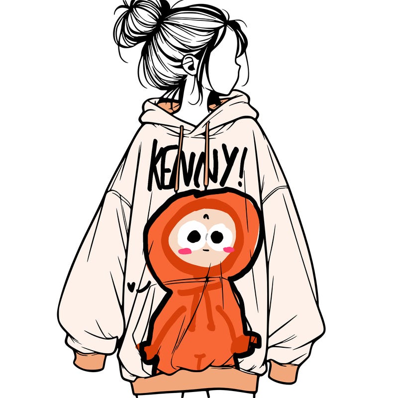 realistic girl with a oversized sweatshirt on and a bun