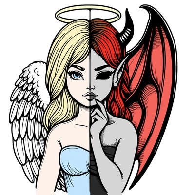 realistic angel half demon