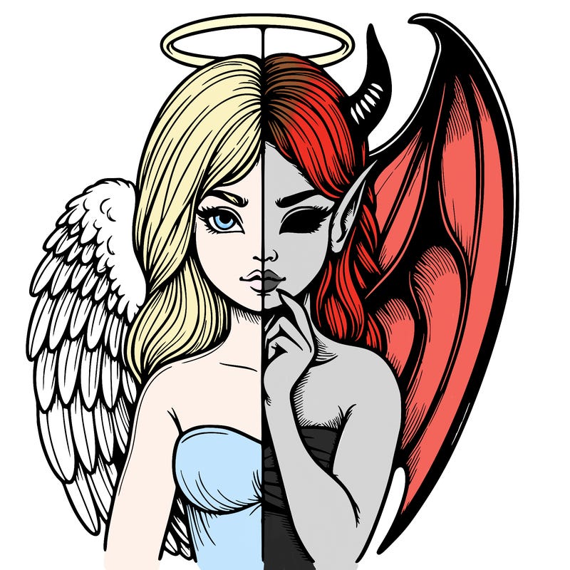 realistic angel half demon