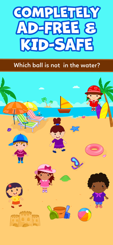 Kids Autism Games - AutiSpark - AutiSpark app screenshot showing an ad-free and kid-safe educational beach game for children