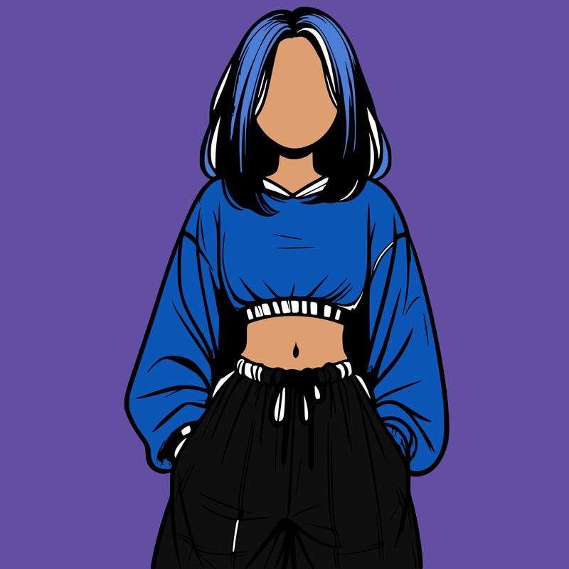 realistic girl faceless with baggy pants and a crop top