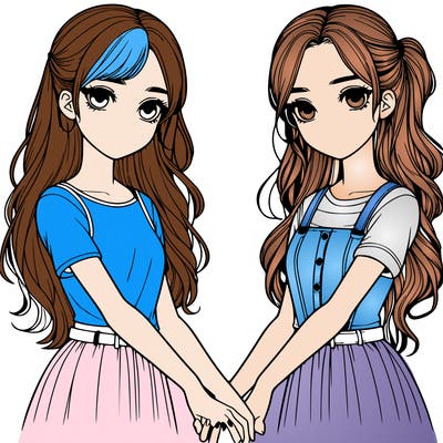 two realistic girls holding hands