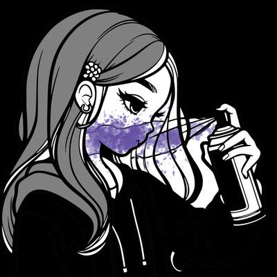 a realistic girl spray painting