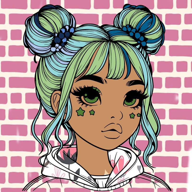 realistic girl with space buns