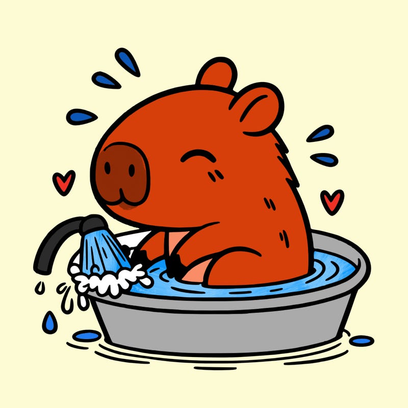 capybara taking a bath