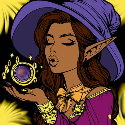 realistic elf casting a spell with lips