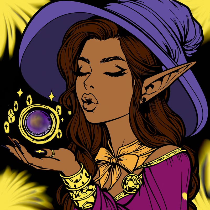 realistic elf casting a spell with lips