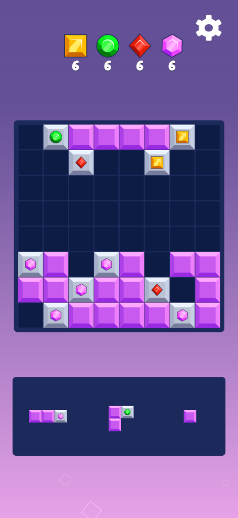 Block Blast: Puzzle Brain Game - Block Blast puzzle game board with colorful jewel-themed blocks on a grid