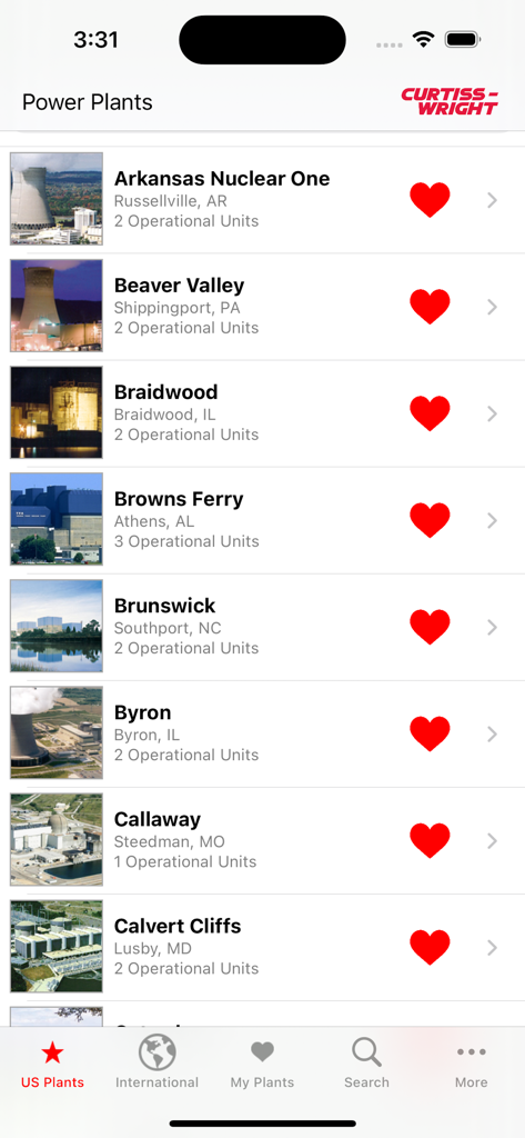 CW Nuclear - Directory of US nuclear power plants within the CW Nuclear mobile application