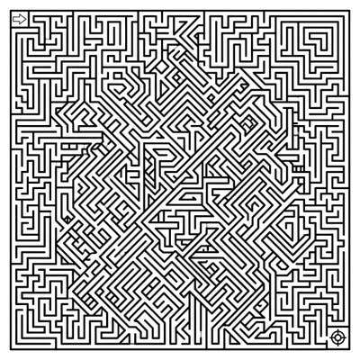 Challenge your mind and creativity with this captivating square labyrinth pattern coloring page. Navigate the intricate paths and bring this complex maze to life with your favorite colors.