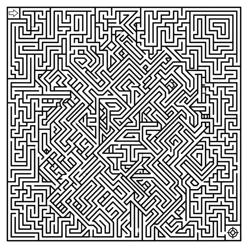 Challenge your mind and creativity with this captivating square labyrinth pattern coloring page. Navigate the intricate paths and bring this complex maze to life with your favorite colors.