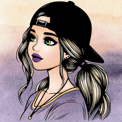 realistic girl with a backwards hat