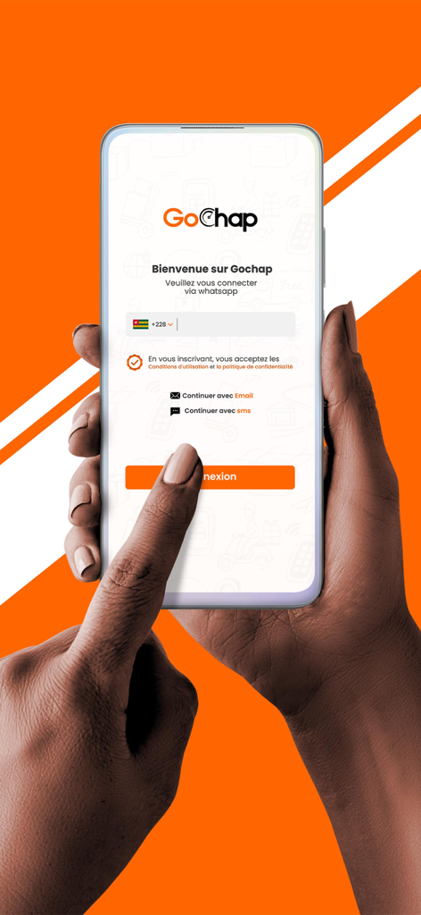 GoChap Driver - GoChap Driver app login and welcome screen on a smartphone