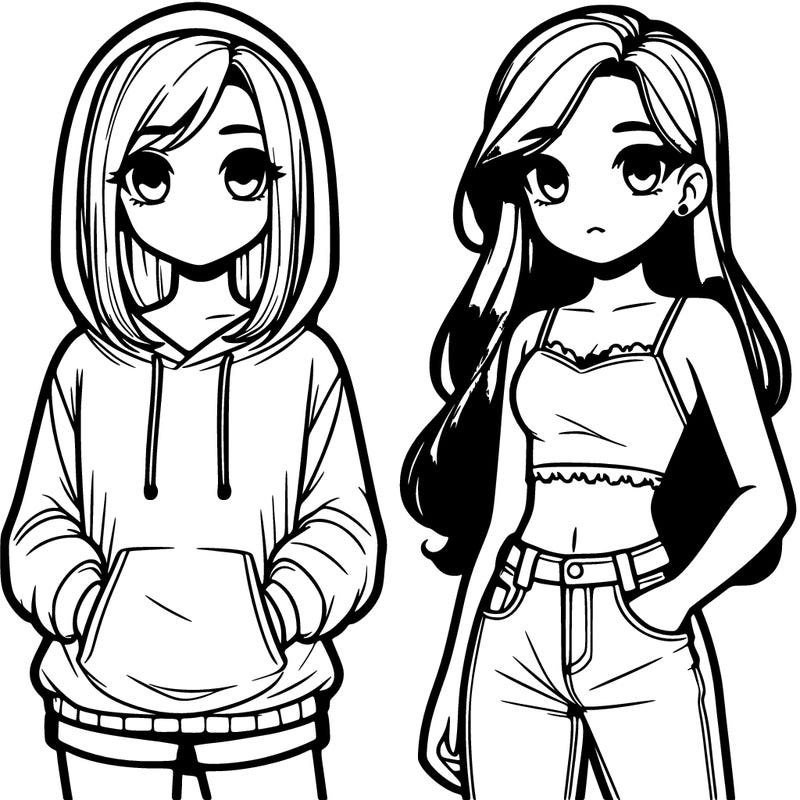 two teenager girls one wearing a hoodie and shorts and the other way and crop top and jeans