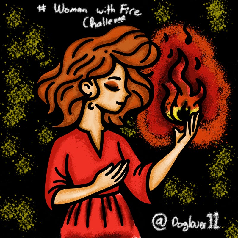 woman with fire