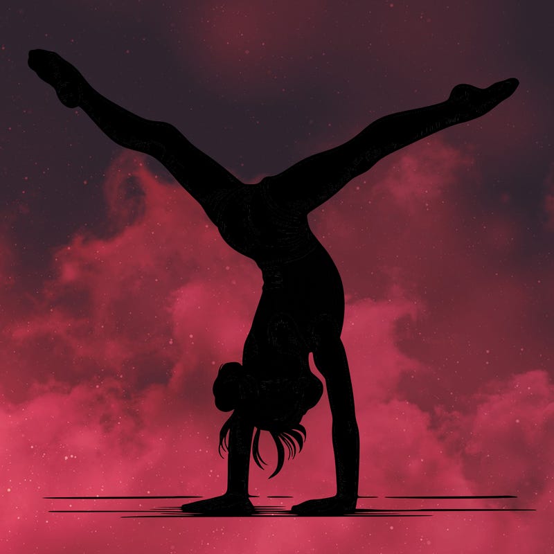 realistic gymnastic hand stand girl in four splits