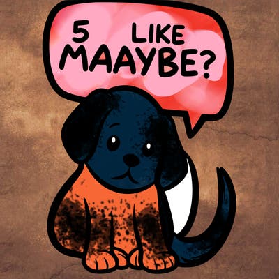 a puppy that says 5 like maybe