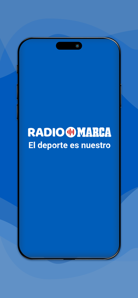 Tela de boas-vindas do aplicativo Radio MARCA com logotipo e slogan em espanhol