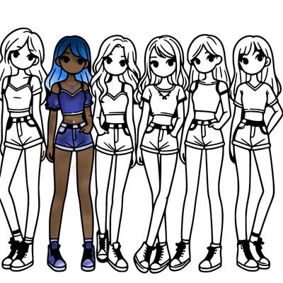 a group of girls wearing crop tops and shorts
