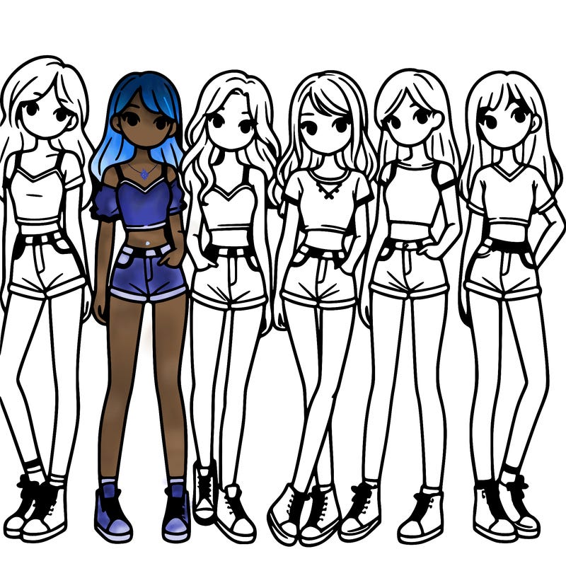a group of girls wearing crop tops and shorts