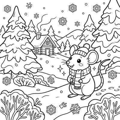 Delight in the peaceful beauty of winter with this adorable mouse coloring page, specially crafted for seniors. Its clear lines and engaging scene offer a wonderful way to relax and express creativity.