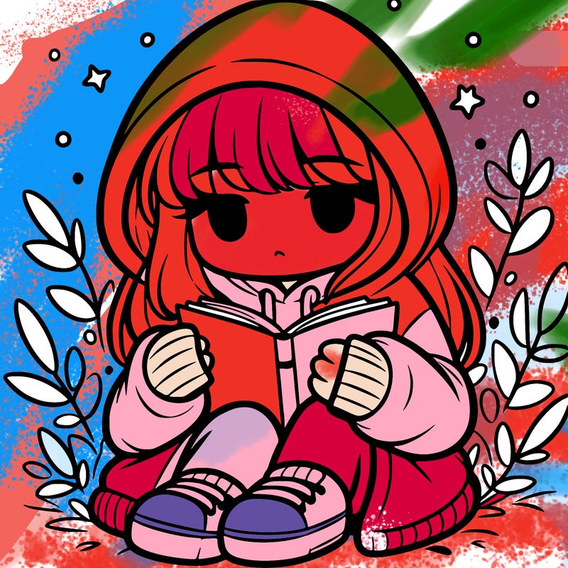 girl in oversized hoodie reading a book