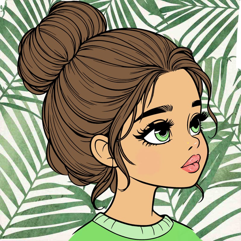 realistic girl with bun