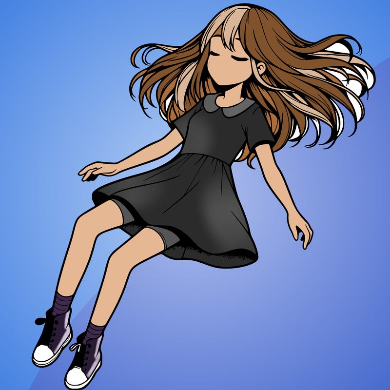 realistic girl floating