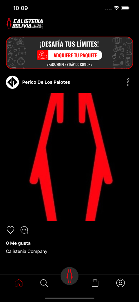 Calistenia Company - Pantalla de inicio de la aplicación móvil Calistenia Company con paquetes de entrenamiento de street workout.