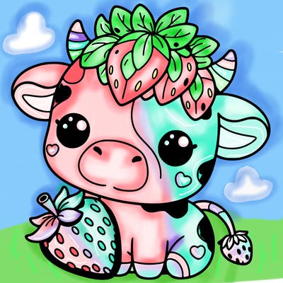 cute strawberry cow