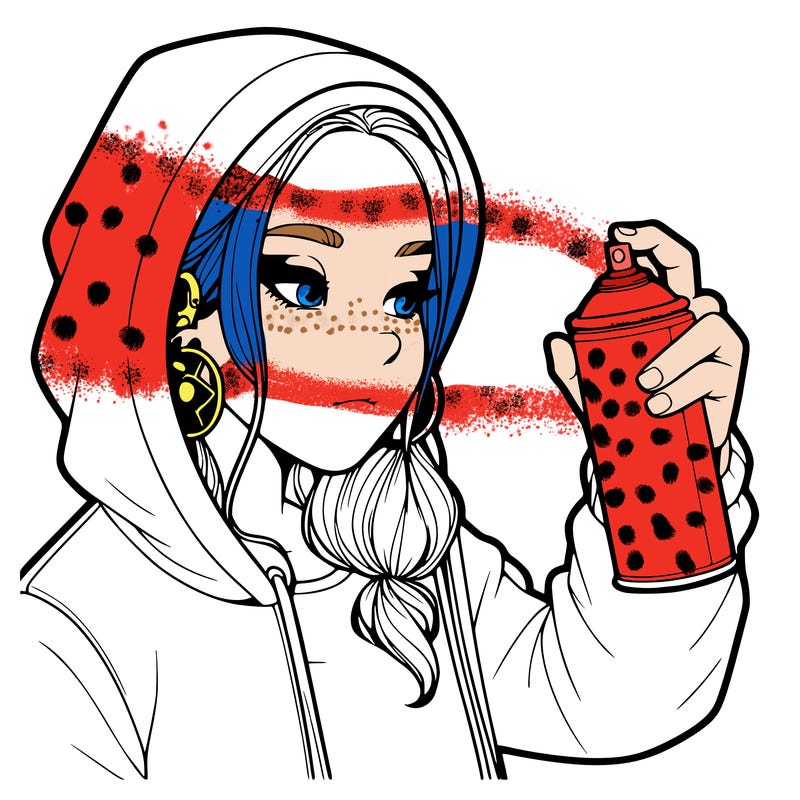 a realistic girl, spray painting