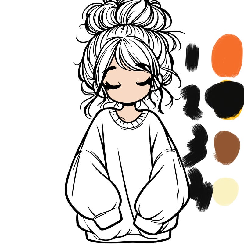 girl with baggy sweatshirt and messy bun