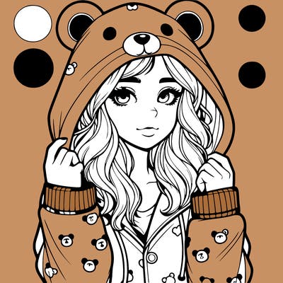 realistic girl in a animal pjs hoodie