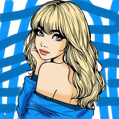 realistic girl with bangs looking over her shoulder