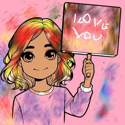 realistic girl holding up a sign