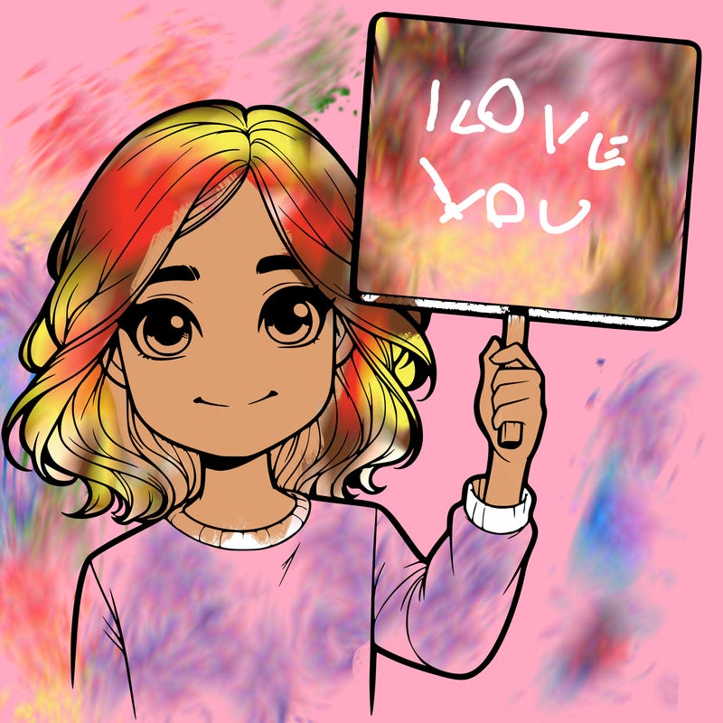 realistic girl holding up a sign