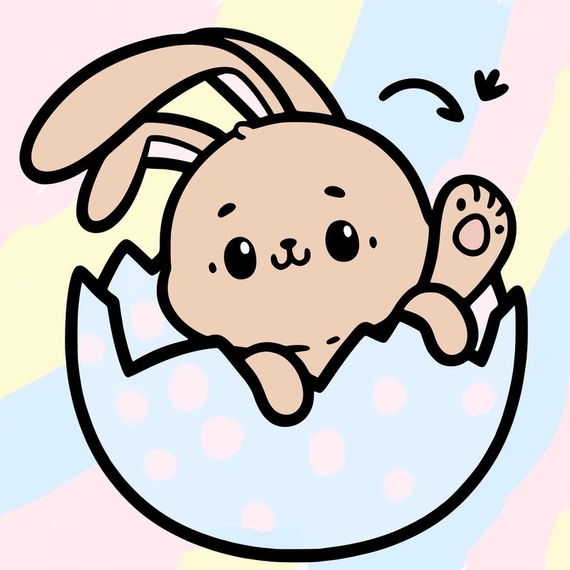 baby bunny popping out of an egg