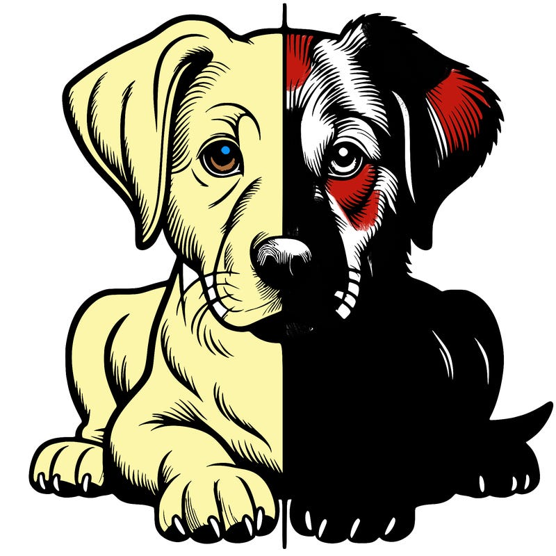 realistic dog split picture