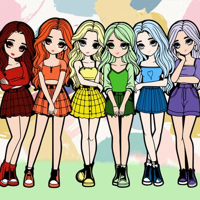 a group of girls realistic